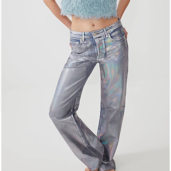 zara iridescent jeans